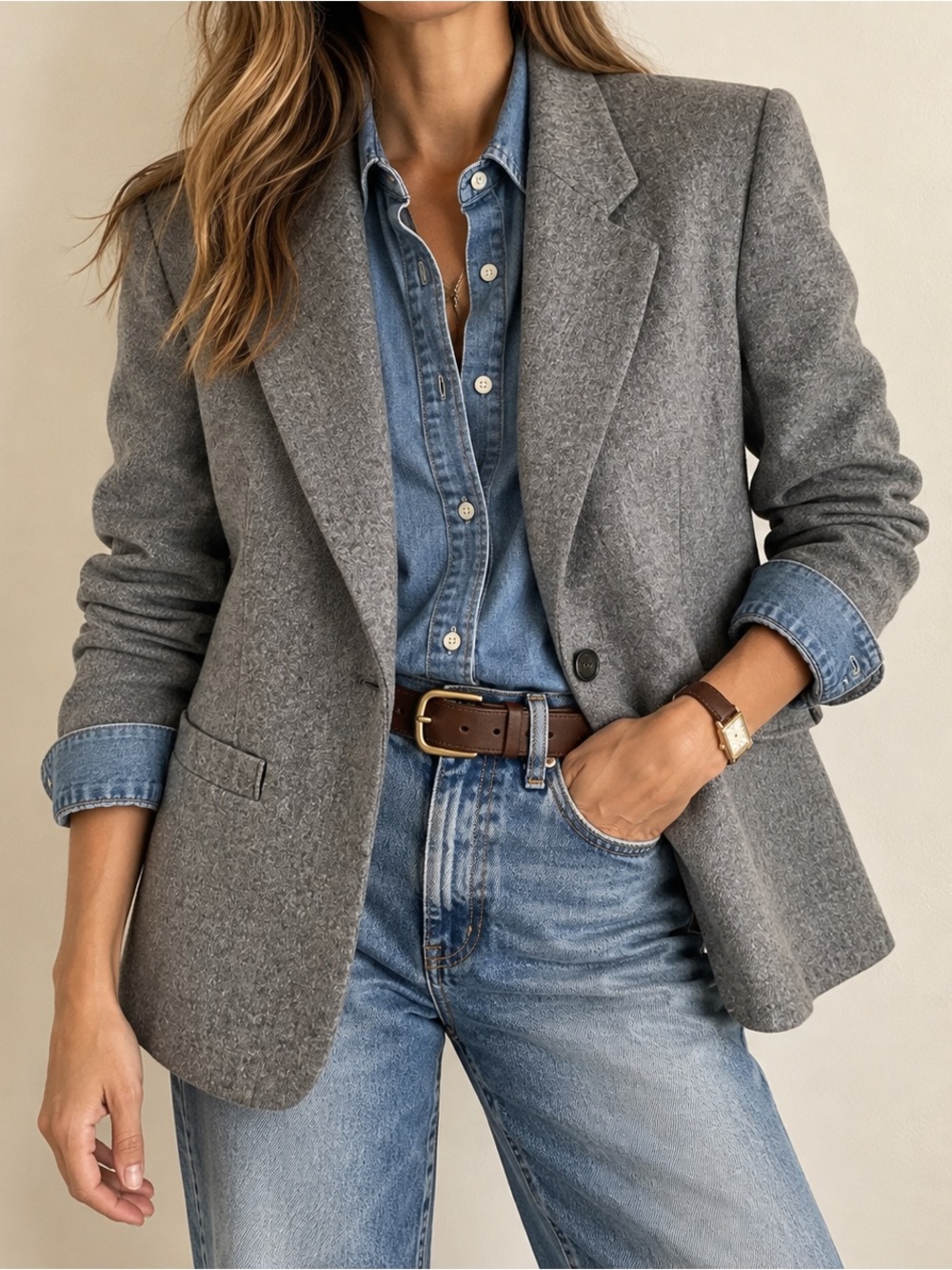 Pendleton Vintage Gray Pure Virgin Wool Blazer Made in USA Petite